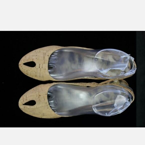 Sam Edelman Novato In Natural Cork Size 9M Slingback Gold Heels. - Picture 3 of 10